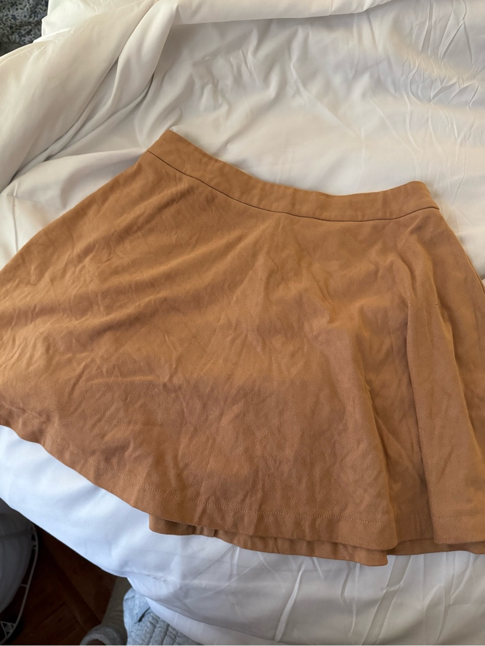 Forever 21 Suede Tan Circle Skater Skirt